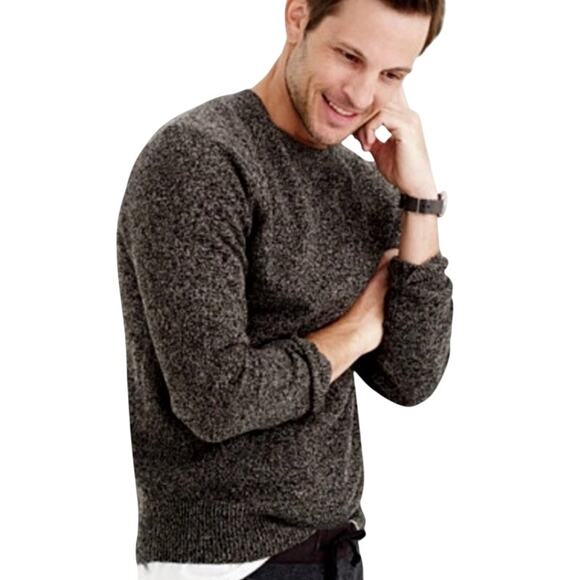 J Crew Sweater Lambswool Blend Pullover Crewneck Marled Charcoal Gray Mens Large - Picture 2 of 9